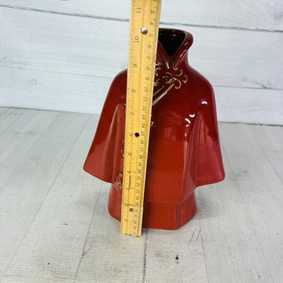 Oriental Kimono Asian Dress Burgundy Glaze Stoneware 10.25 Vase Accent Sculpture - Picture 9 of 16